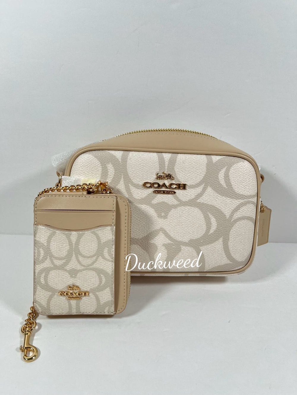 Bundle Coach Jamie Camera Bag In Sketch Signature And Card Wallet NWT